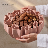 Piring Cokelat Kuncup Bunga Omaysn, Piring Buah Keramik, Mangkuk Buah Lapis Pasir Bermotif Bunga, Dekorasi Pabrik Keramik Chaozhou