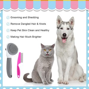 Peigne et brosse de toilettage pour animaux de compagnie, écologiques, en plastique de haute qualité, multicolores, à dégarnissage rapide, pour chiens et chats, pour le massage - Product Image 2