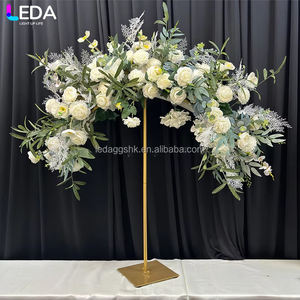 LEDA Soporte Moderno para Flores de Acero Inoxidable con Diseño Dorado de Hierro, Novedad, Centro de Mesa para Bodas, Estilo Romántico - Product Image 1