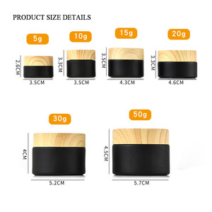 Crema facial <span class=keywords><strong>hidratante</strong></span> para el cuidado de la piel, frasco de vidrio de lujo con tapa de grano de madera, color negro mate, 50g, 50 Ml - Product Image 6