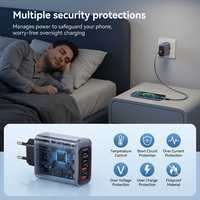 Chargeur mural USB 4 ports 55W, adaptateur secteur à charge rapide PD+QC, prise EU/US, bloc de charge multi-ports pour smartphones et tablettes