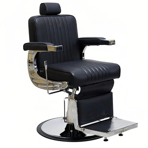 High End Metal Barber Shop Salon Chair American <b>Style</b> Foldable Rotatable Armrests Customizable for Perming Dyeing Hair Cutting - Product Image 1