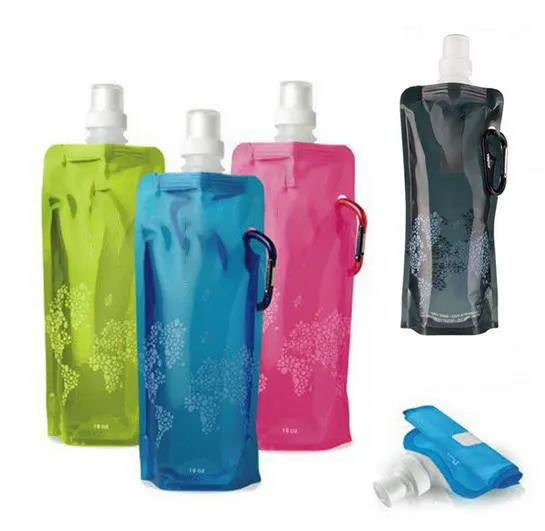 Outdoor Portable BPA Free Food Grade Drinking Bag Foldable Water Bottle For Sports