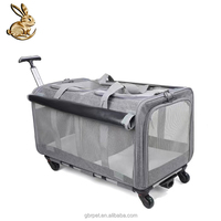 Poussette écologique pour animaux de compagnie, grande capacité, sac de transport à deux compartiments, matériau Oxford, portable pour chiens, chats, petits animaux