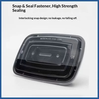Boîte alimentaire rectangulaire jetable de style américain, épaisse, noire, compatible micro-ondes, avec couvercle, pour plats à emporter