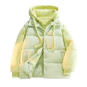 Customized Logo Men's Winter Long Windproof Hooded Stand Collar <b>Fleece</b> <b>Jacket</b> <b>with</b> Bamboo Fiber <b>Lining</b> Color Matching Brand Coat - Product Image 1