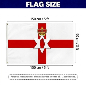 Bandera <span class=keywords><strong>de</strong></span> <span class=keywords><strong>Irlanda</strong></span> del Norte <span class=keywords><strong>de</strong></span> 3x5 pies, Bandera <span class=keywords><strong>de</strong></span> Ulster con Mano Roja <span class=keywords><strong>de</strong></span> Ulster y Cruz y Corona, Poliéster 100D, Doble Ojal, Bandera Personalizada para Exteriores - Product Image 2