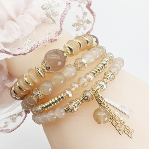 Juego de 4 Pulseras Boho con Cuentas de Cristal en Capas, Juego de Pulseras Elásticas con Cuentas para Mujer y Hombre, Juego de Pulseras de <span class=keywords><strong>Amistad</strong></span> para Regalo - Product Image 5