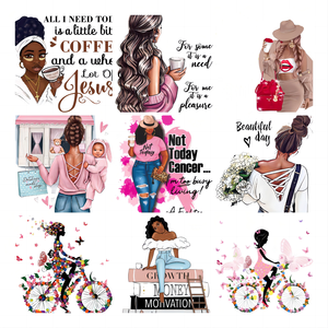 Parches de hierro para beber vino Afro Lola para niñas, <span class=keywords><strong>ropa</strong></span> de transferencia de calor, pegatina térmica, mejora el estilo, impresión de transferencia de moda - Product Image 1