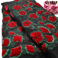 Robe à motif floral Supoo en dentelle, tissu polyester multicolore avec perles et sequins, maille pour la cérémonie de Côte d'Ivoire