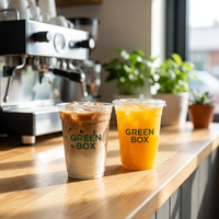 Gobelets jetables compostables à paroi simple en PET de 12 oz, 14 oz, 16 oz avec couvercles pour vin, smoothies, boba et bubble tea