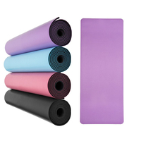 Tapis de yoga en caoutchouc naturel Pu en cuir noir bleu violet antidérapant écologique de 5mm