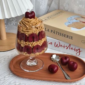 Simulated Cherry Parfait Glass Scented Candle Dessert <b>Cup</b> Soy Wax Candle Aesthetic Home Atmosphere Decor Gift - Product Image 1