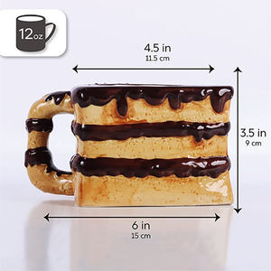 Tasses en porcelaine nordique personnalisées, desserts amusants et mignons, tasses à café en céramique 3D faites à la main, tasses cadeaux pour gâteaux au chocolat 12 oz - Product Image 3