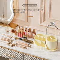 Organisateur de cosmétiques multifonctionnel en plastique moderne et minimaliste, support rotatif pour pinceaux de maquillage et rouges à lèvres, trousse à crayons pour étudiants