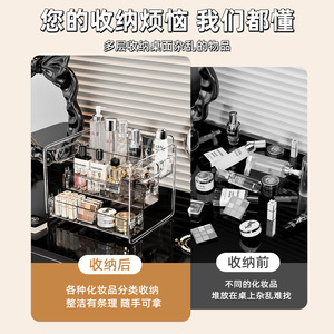Transparent Acrylic Cosmetic Storage <b>Box</b> 3 Tier Desk Organizer With Handle For <b>Makeup</b> Skincare Perfume - Product Image 4