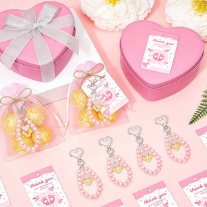 Porte-clés empreinte de pied de bébé, porte-clés cœur et pieds, cadeaux de fête pour baby shower et baptême, coffret cadeau pleine lune, vente en gros - Product Image 6