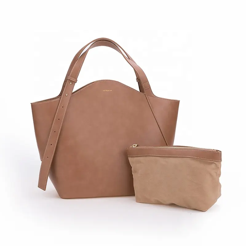 Wholesale Fashion Designer 2 Piece Set Women Bags Custom Brand Ladies Bags Simple Classic Big Tote Handbag Set For Women