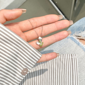 Collier en argent sterling 925 avec 9 pendentifs papillon brossés fins et pierres naturelles en forme de goutte d'eau, bijoux en cristal taillé en poire 3*4mm, vente en gros - Product Image 3