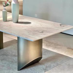 Tavolo da pranzo <span class=keywords><strong>di</strong></span> lusso moderno in <span class=keywords><strong>marmo</strong></span> rosa con metallo <span class=keywords><strong>per</strong></span> casa Hotel Villa o appartamento <span class=keywords><strong>per</strong></span> mobili da <span class=keywords><strong>esterno</strong></span> e da sposa - Product Image 2