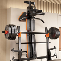 Banc de Musculation Multifonction avec Cadre de Presse, Poulie Haute, Kit Haltère et Rameur Pliable pour Salle de Sport à Domicile
