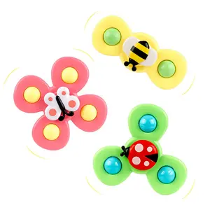 Baby Cartoon 3pcs Zappeln Spinner Spielzeug Bunte Insekten Gyro Lernspiel zeug Kinder Fingers pitze Rassel Bad Spielzeug für Jungen Mädchen Geschenk