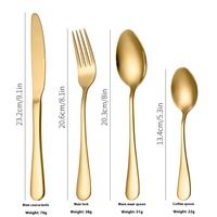 Ensemble de Couverts de Table de Luxe en Acier Inoxydable 1010, 24 Pièces pour l'International, Couteau à Steak, Fourchette, Cuillère, Plaqué Or, Cadeau