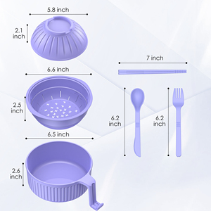 Ensemble de vaisselle personnalisé avec logo, bol à soupe, bol à céréales en plastique, bol à nouilles instantanées, bol à salade pour micro-ondes avec couvercle - Product Image 5