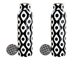 Botella de agua de cobre puro Premium 100% estilo minimalista impreso diseño de Valle de cobre salud mejorada Fitness Yoga para hervir - Product Image 3