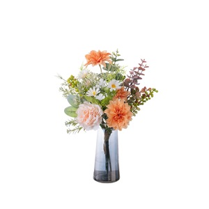 CallaFloral Ramo de Flores Artificiales Naranja Blanco Dalia Peonía Plástico Tejido Decoración para Bodas y Hogar CF02034 - Product Image 5