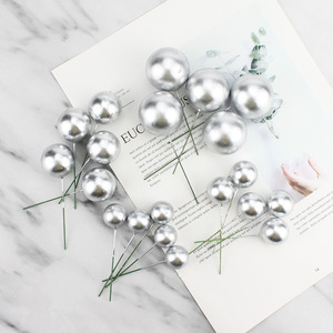 Frosted Gold And Silver Wishing Balls Round Cake Toppers Birthday Decorations Reusable Plastic Ornament For Party Venue Setup - Product Image 2
