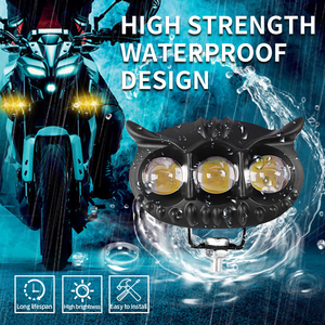 Lampe <span class=keywords><strong>LED</strong></span> Hibou à 3 yeux Projecteurs de tir à <span class=keywords><strong>longue</strong></span> <span class=keywords><strong>portée</strong></span> haute luminosité Jaune Blanc <span class=keywords><strong>Phare</strong></span> de <span class=keywords><strong>moto</strong></span> Universel pour voiture - Product Image 5