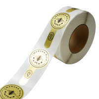 Étiquette alimentaire de forme personnalisée pour emballage étiquette de joint de pot de miel autocollant en feuille d'aluminium avec ligne de déchirure