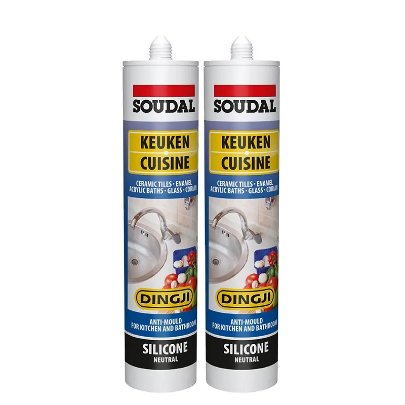 SOUDAL Sealant silikon kualitas tinggi, cetakan tahan air, Sealant silikon, perekat kaca tahan cuaca