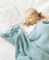 Couverture bébé pompon 2022, couverture en coton matelassée pour nouveau-né, emmaillotement en mousseline, douce, écologique, toutes saisons, serviette de bain pour bébé