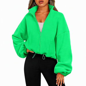 Vestes en polaire décontractées pour femmes automne/hiver, sweat-shirts zippés surdimensionnés à manches longues, longueur normale, écologiques - Product Image 6