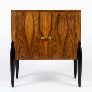 Midcentury Modern Solid Wood <b>Sideboard</b> with Brass Handles and Black <b>Legs</b> Storage for Living Room - Product Image 1