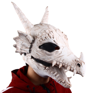 หน้ากากยางลาเท็กซ์รูปหัวกะโหลกมังกรขาว แฟชั่นทันสมัย ปิดคลุมทั้งศีรษะ สำหรับชุดฮาโลวีน คอสเพลย์ และงานปาร์ตี้ธีมแฟนตาซี - Product Image 4