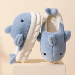 Cotton EVA Shark Slides Slippers Anti-Slip Lightweight winter Warm slippers Fuzzy Plush Women Shark Slipper