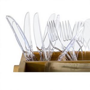 Juego de Cubiertos Desechables de Plástico para Camping y Suministros de Restaurante, Ecológico, Biodegradable, Libre de BPA, Apto para Alimentos, Juego de Picnic con Pajita - Product Image 1