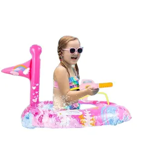 Bambini pirata barca con sedile di sicurezza pistola ad acqua giocattoli gioco piscina galleggiante Blow Up morbido schienale del bambino acqua sedia Lounge