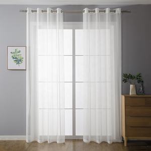 En gros Style Moderne Ready Made <span class=keywords><strong>Pas</strong></span> <span class=keywords><strong>Cher</strong></span> Blanc Couleur Salon Organza Voile Sheer Rideaux Avec Oeillets - Product Image 5