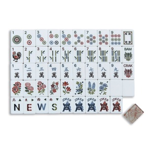 Venta al por Mayor de Fichas de Mahjong con Diseño de Mármol Rojo, Ilustraciones de Flores y Aves, Entretenimiento Familiar, Fichas de Mahjong de Alta Calidad - Product Image 2
