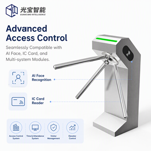 Torniquete trípode automático profesional con control de acceso para entrada de estacionamiento de elevadores, con protección antipinzamiento y antipersonas que se acercan de forma inapropada. - Product Image 1