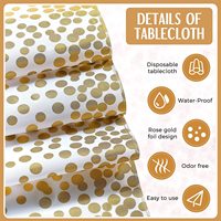 Nappe jetable en plastique rectangulaire, nappe de fête, nappe imperméable à pois dorés roses pour décoration de mariage, fête d'anniversaire