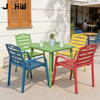 En stock, Chaise de salle à manger d'extérieur en aluminium durable pour café, jardin, restaurant, bord de mer, camping et terrasse