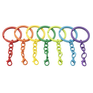 Chaîne plate colorée 30 maillons avec fermoir mousqueton en PVC flexible pour porte-clés DIY, chaîne de jambe, pendentif Perler Bead, forme ronde, lignes circulaires - Product Image 4