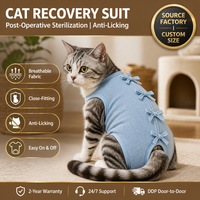 Traje de recuperación para gatos después de cirugía, anti-lamido, postoperatorio, esterilizador, mono transpirable con lazos traseros