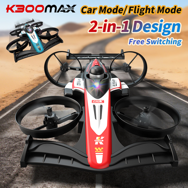 New Design K300 MAX Transformation Drone Car 2 in 1 Quadcopter with LED Lights for Indoor Outdoor Play