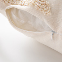 Taie d'oreiller décorative en coton avec diamants géométriques blancs, housse de coussin personnalisée avec pompon